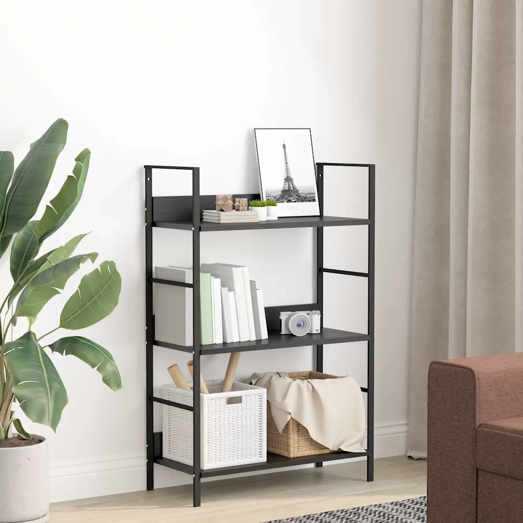 Libreria a 3 Ripiani Nera 60x27,6x90,5 cm in Truciolato cod mxl 7011