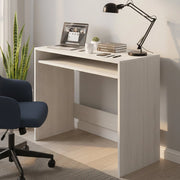 Scrivania Acu, Scrittoio lineare con ripiano fisso, Tavolo da studio o ufficio porta PC, cm 79x43h87, Bianco effetto legno