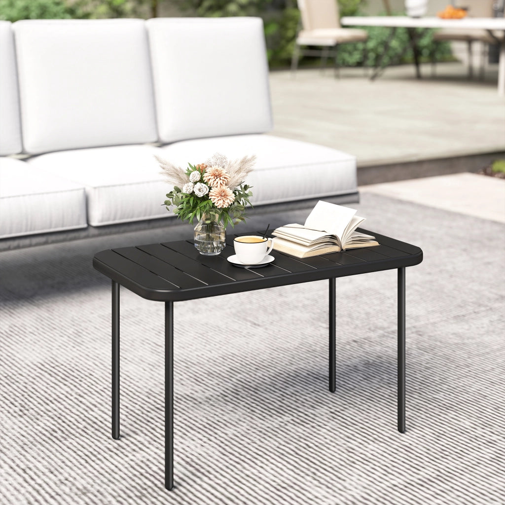 Tavolino rettangolare per balcone ¨C zephmum ¨C in acciaio nero 90x50x43 cm