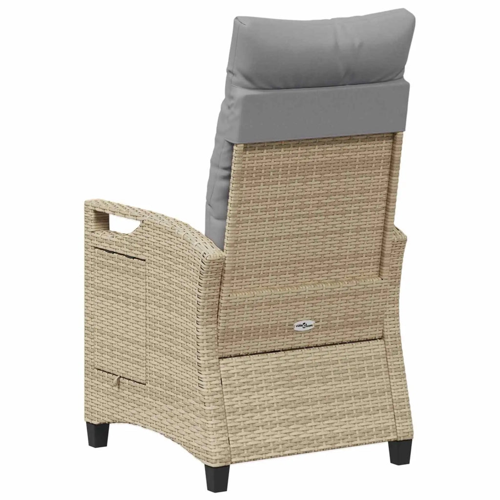 Sedia da giardino reclinabile Beige e Grigio Chiaro polyrattan