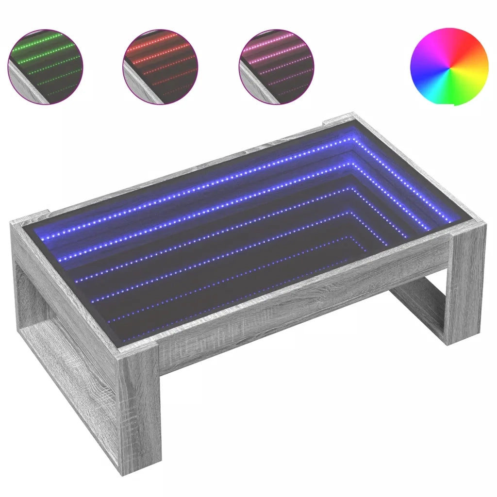 Tavolino da salotto | Tavolino da caff¨¨ | Tavolino da Soggiorno con LED Infinity Grigio Sonoma 90x53x30 cm