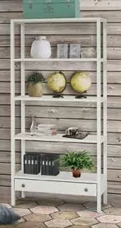 Libreria laccata bianca con cassetto  90x32x180 (730) - Mobili 2G