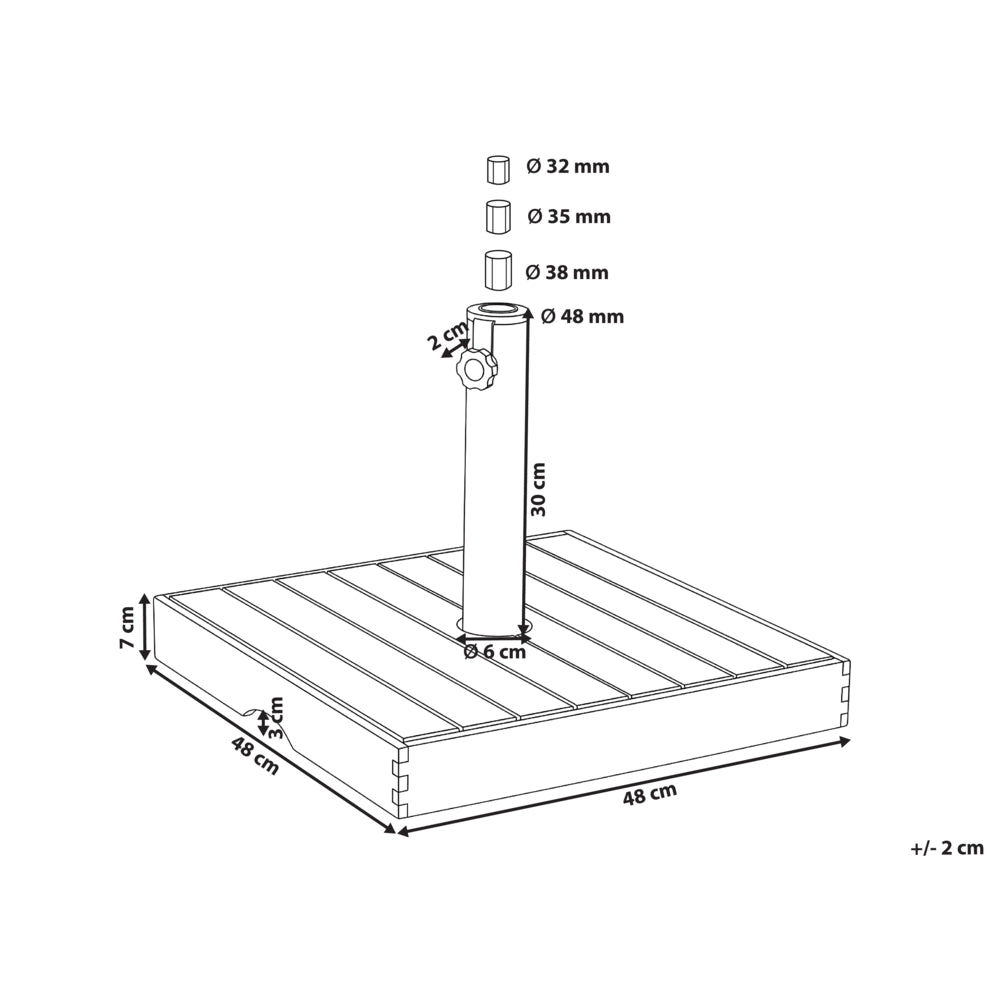 Base per ombrellone quadrata in legno di rovere e marmo marrone per ombrellone da esterno