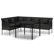 Set da Pranzo da Giardino 2 pz | Set Salotto da Giardino con Cuscini Nero in Polyrattan