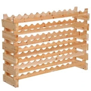 Scaffale Portabottiglie in Legno di Abete, Cantinetta Portabottiglie con 6 Ripiani per 72 Bottiglie e Peso Massimo 100 kg, 114x28x85 cm, Legno Naturale
