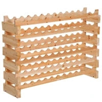 Scaffale Portabottiglie in Legno di Abete, Cantinetta Portabottiglie con 6 Ripiani per 72 Bottiglie e Peso Massimo 100 kg, 114x28x85 cm, Legno Naturale