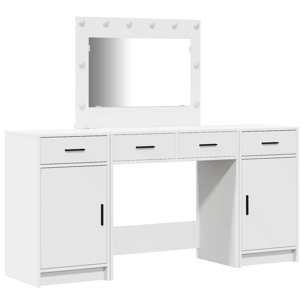 Set toeletta 3 pezzi con LED, legno ingegnerizzato bianco
