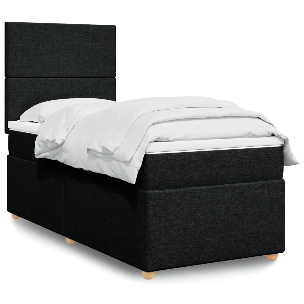 Giroletto a Molle con Materasso Nero 90x190 cm in Tessuto