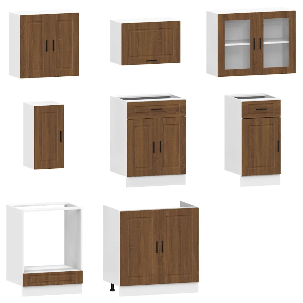Set Mobili da Cucina 8 pz Kalmar Rovere Marrone in Truciolato 3314848