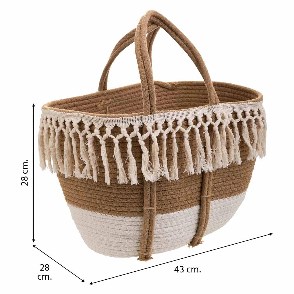 Cesto in corda intrecciata bianca 43x28x28h