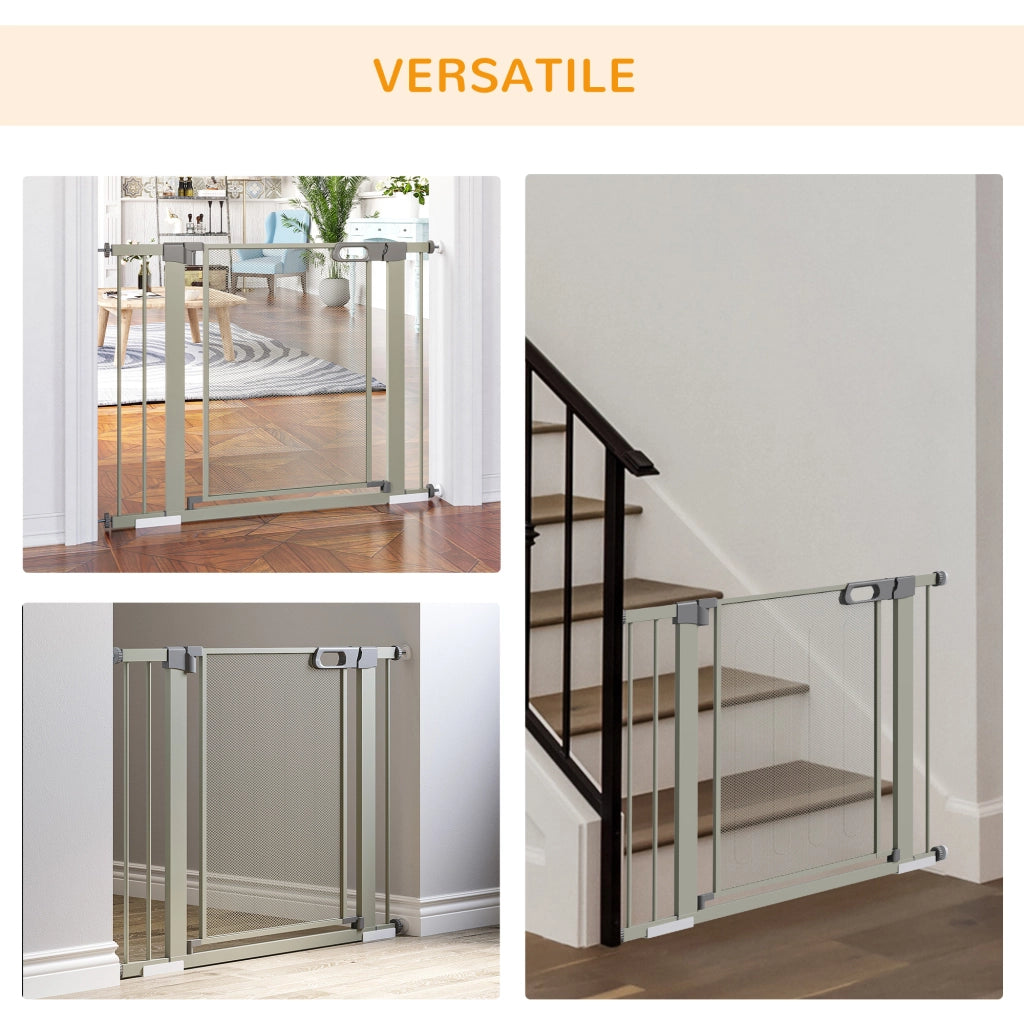 Cancellino per Cani Estensibile a Pressione con Chiusura Automatica, 75-103x76 cm, Grigio