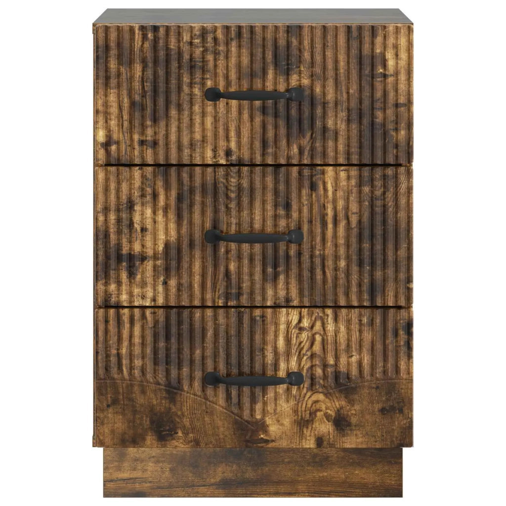 Comodino | Armadio da Notte | Mobiletto da notte con cassetto Rovere Fumo 43 x 41 x 63,5 cm