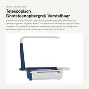 Supporto per vasca da bagno telescopico espandibile in PP con grande capacità, altezza 32-45 cm, inclusivo di beugel e traversa, con cassetta di scarico.