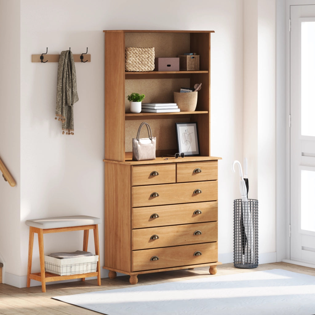 Hutch Â“ASKIMÂ” Miele bruno 91x40x199.5 cm Legno massello Pino