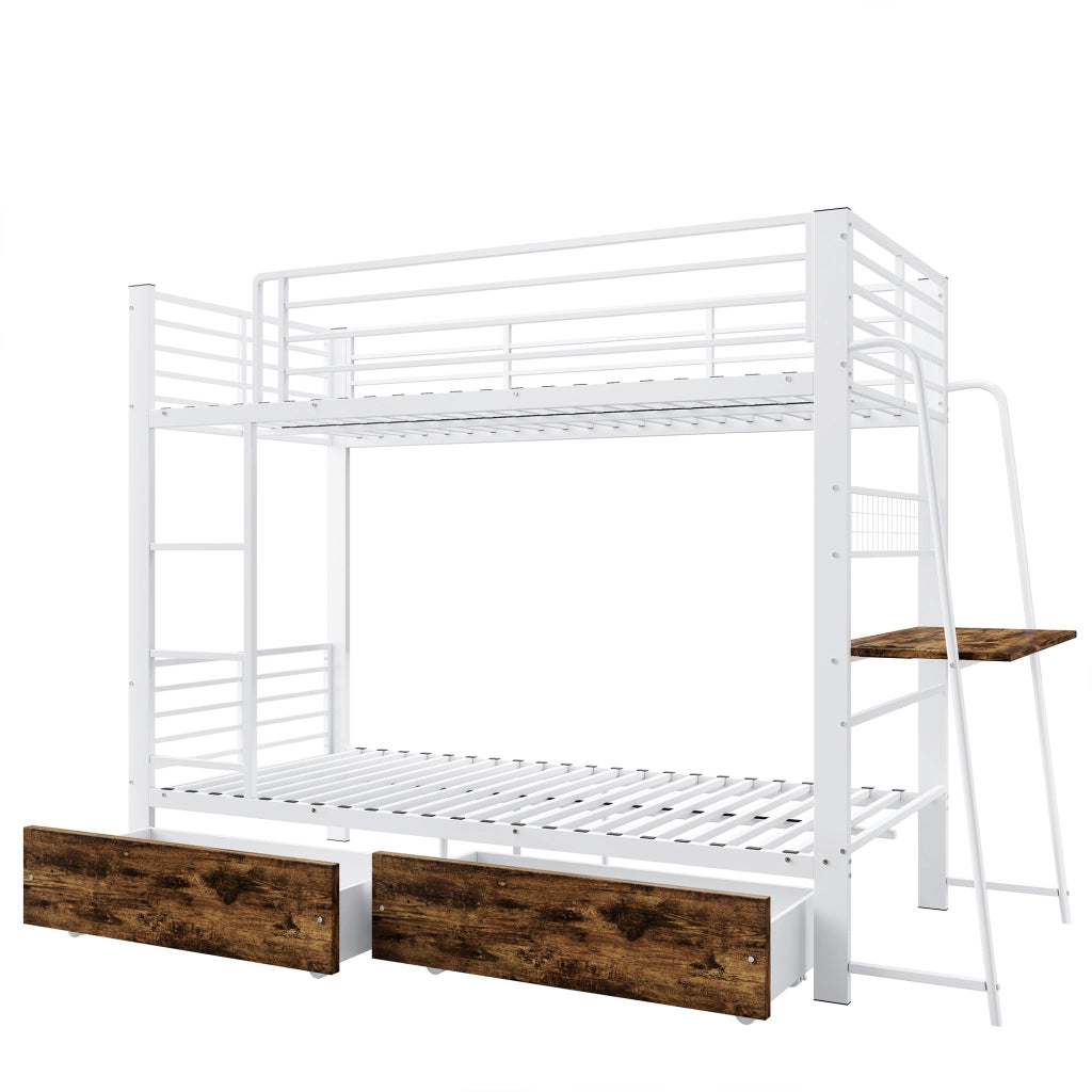 letto a castello mdf metallo bianco 90 x 200 cm