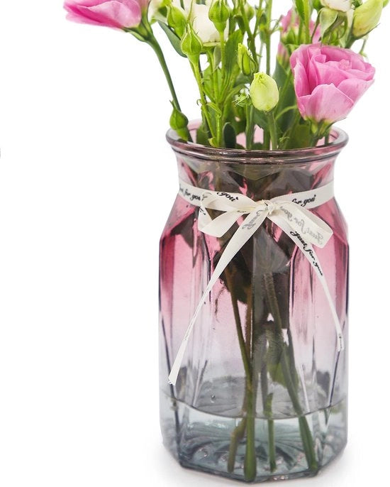Vaso di vetro, punti geometrici moderni, vaso decorativo a gradiente, vaso di fiori multicolore per ufficio, cucina e decorazione di matrimonio (grigio viola)