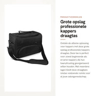 Portatile per capelli con grande capacità di stoccaggio - Portatile professionale - Cinturino regolabile - Multi strati - Nero - Adatto per attrezzature da salone - Borsa per styling