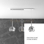 SOSP. OTTONE SAT. RETTANGOLARE 3 LUCI VETRI TUTTI PICCOLO (1X TRASPARENTE + 2X CROMO) 1155OS-S3 RP-TC