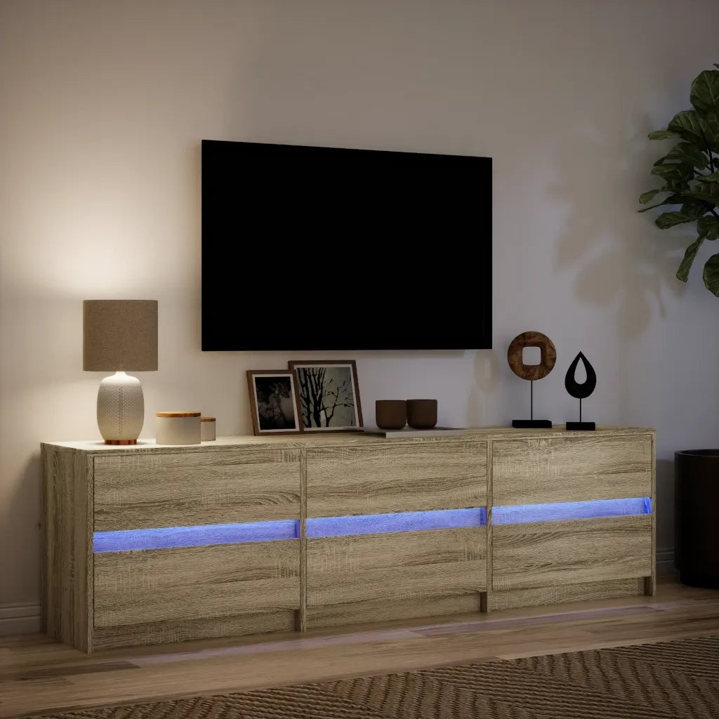 Mobile Porta TV con LED-Credenza per TV Rovere Sonoma 180x34x50cm in Truciolato 882141