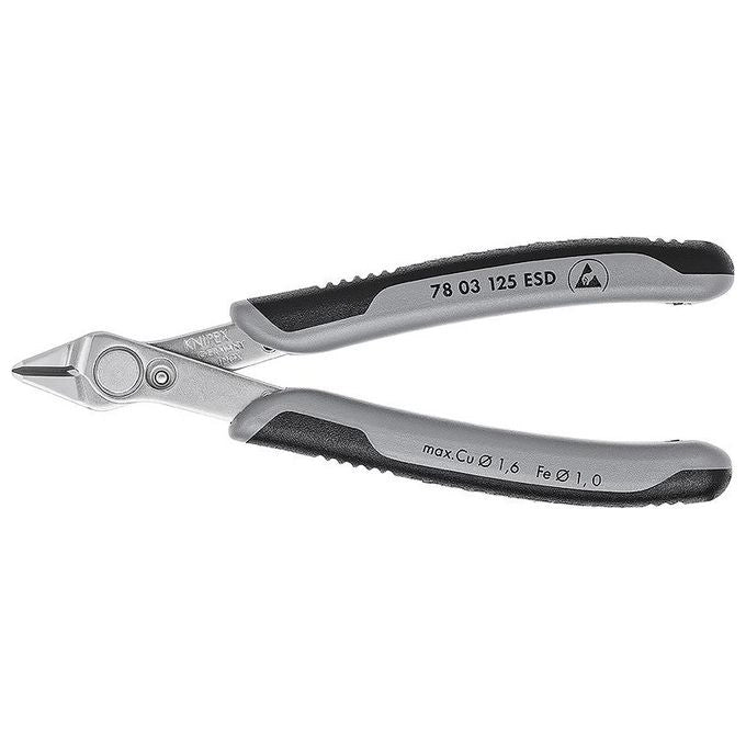 Knipex 78 03 125 ESD Super Knips Pinze da Elettronica ESD Taglio di Precisione 125 mm Acciaio Inox