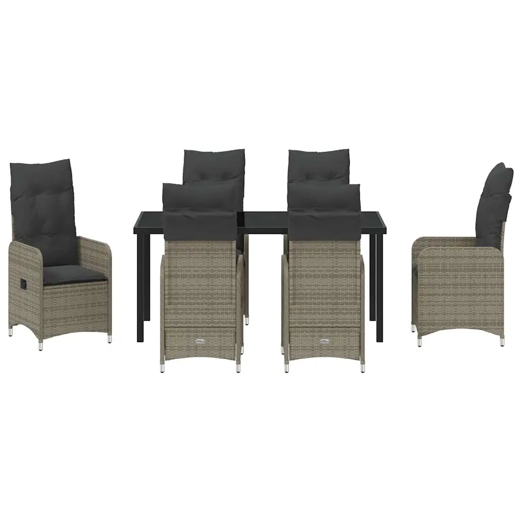 Set da Pranzo per Giardino con cuscino 7 pcs Grigio polyrattan 3379650