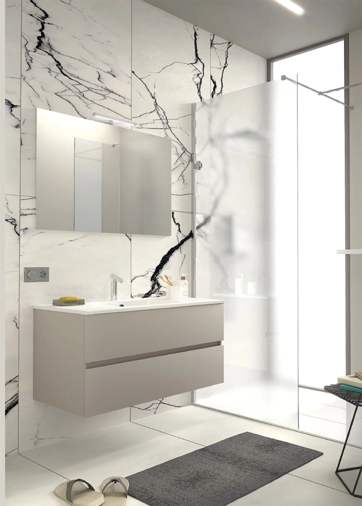 Mobile da Bagno Sospeso con Lavabo 80 cm e Specchio Bali Light Tortora