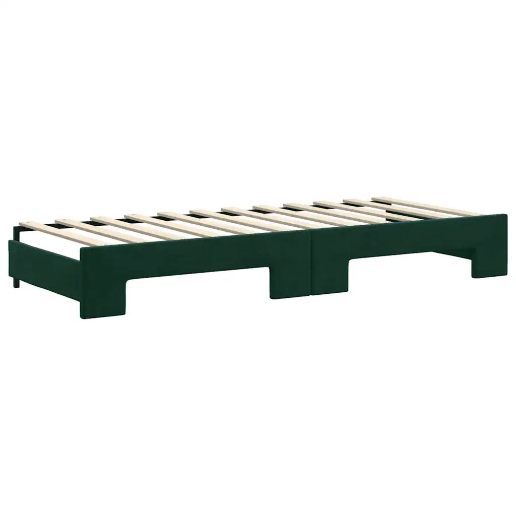Divano Letto Estraibile Cassetti-Sofa Letto-Daybed Verde Scuro 80x200cm Velluto 212814