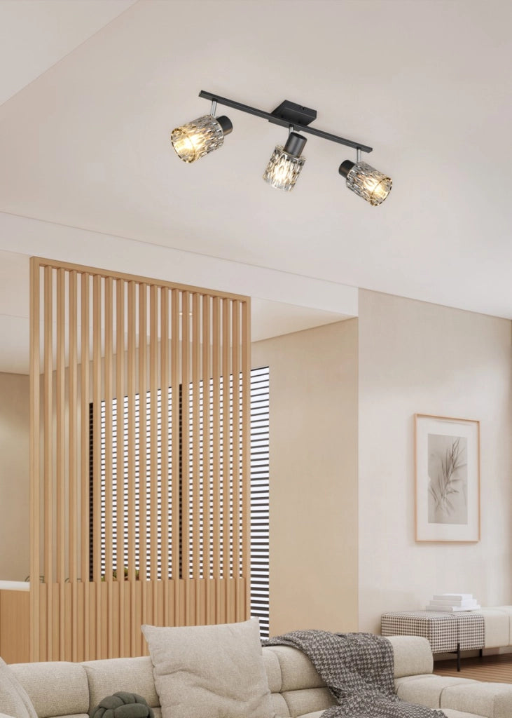 Faretto da soffitto 3xE27 nero vetro fumé JACK RL
