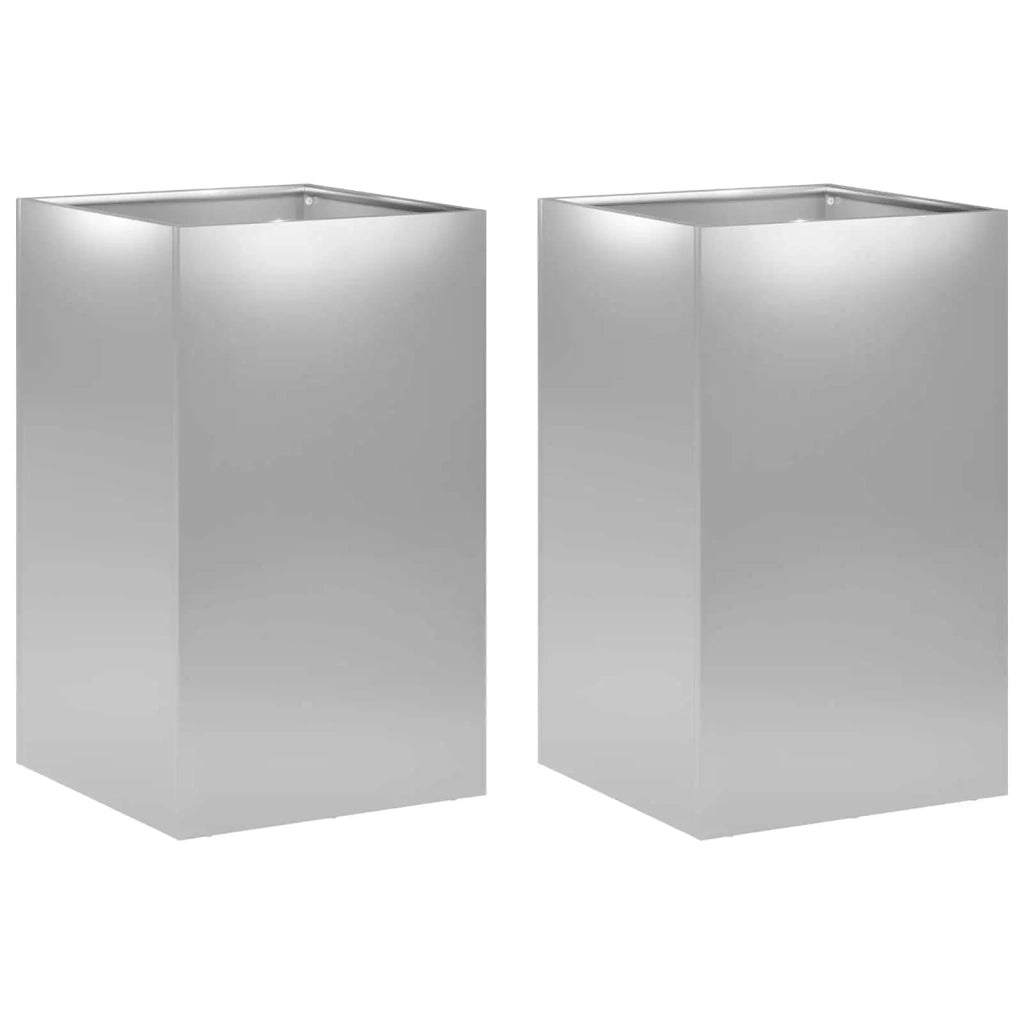 Vaso da giardino 2 pz Argento 40 x 40 x 50 cm Acciaio zincato 8005369