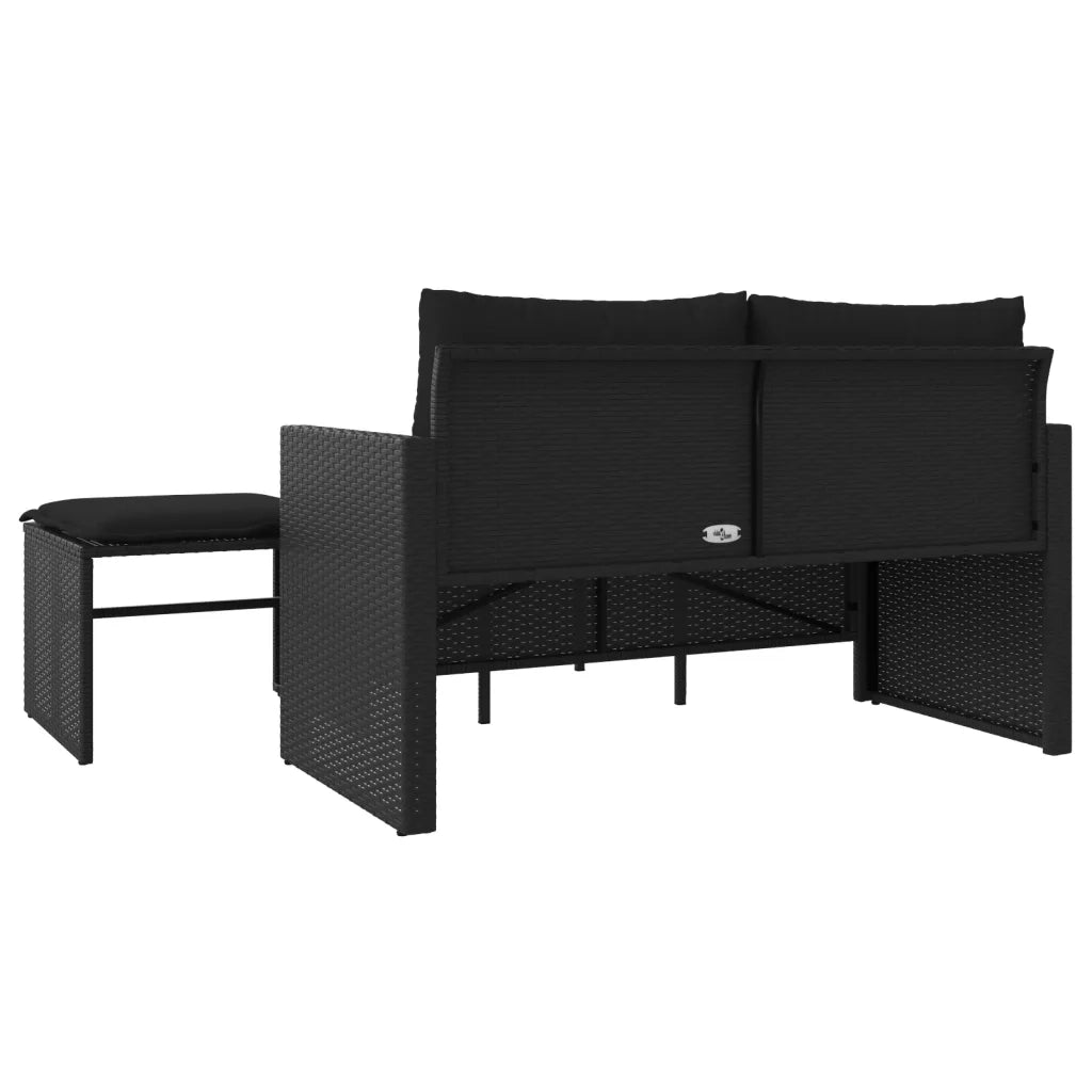 vidaXL Set Divani da Giardino 3 pz con Cuscini in Polyrattan Nero