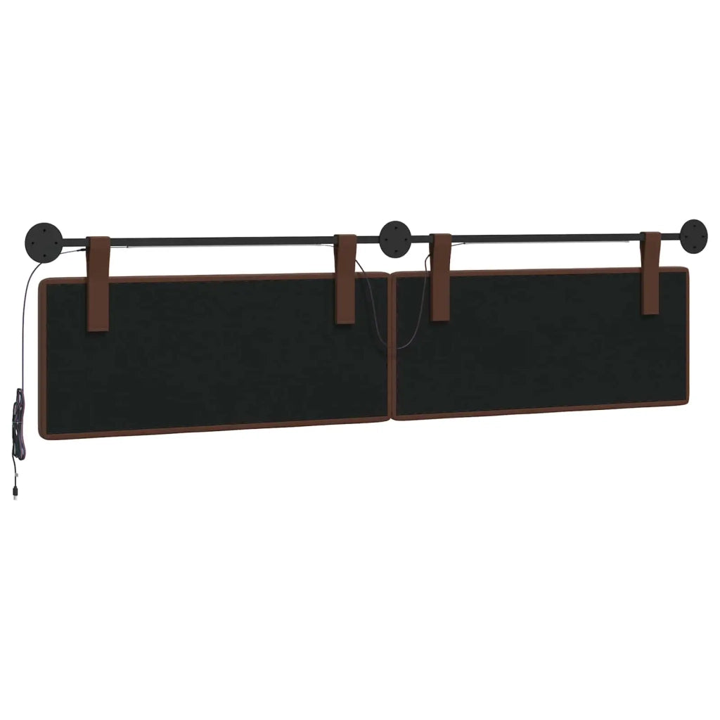 Testiera sospesa Con luce LED Marrone Similpelle