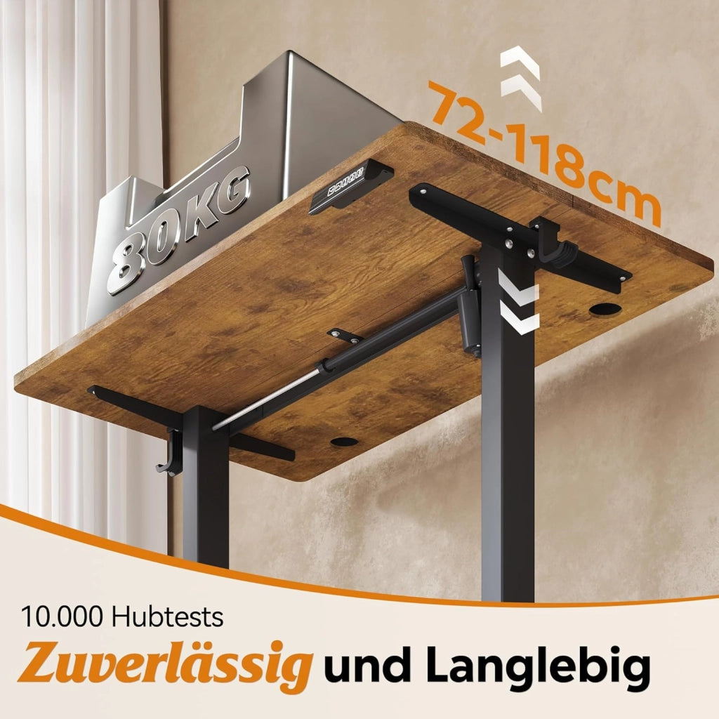 Scrivania Regolabile in Altezza 100x60 cm ¨C zephmum ¨C Legno Rovere Marrone
