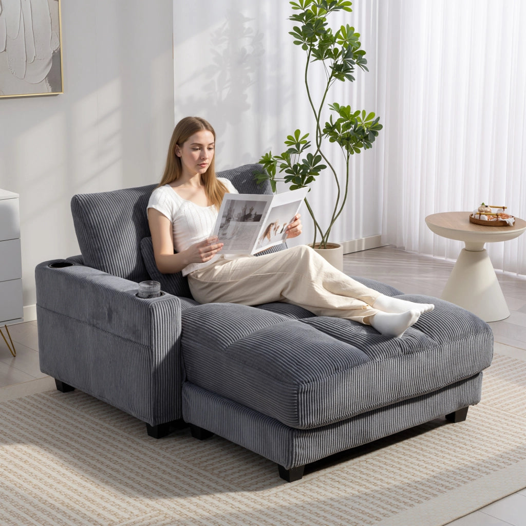 Divano letto con cuscini e portabicchieri ¨C Xylo ¨C Grigio, schiuma trasformabile