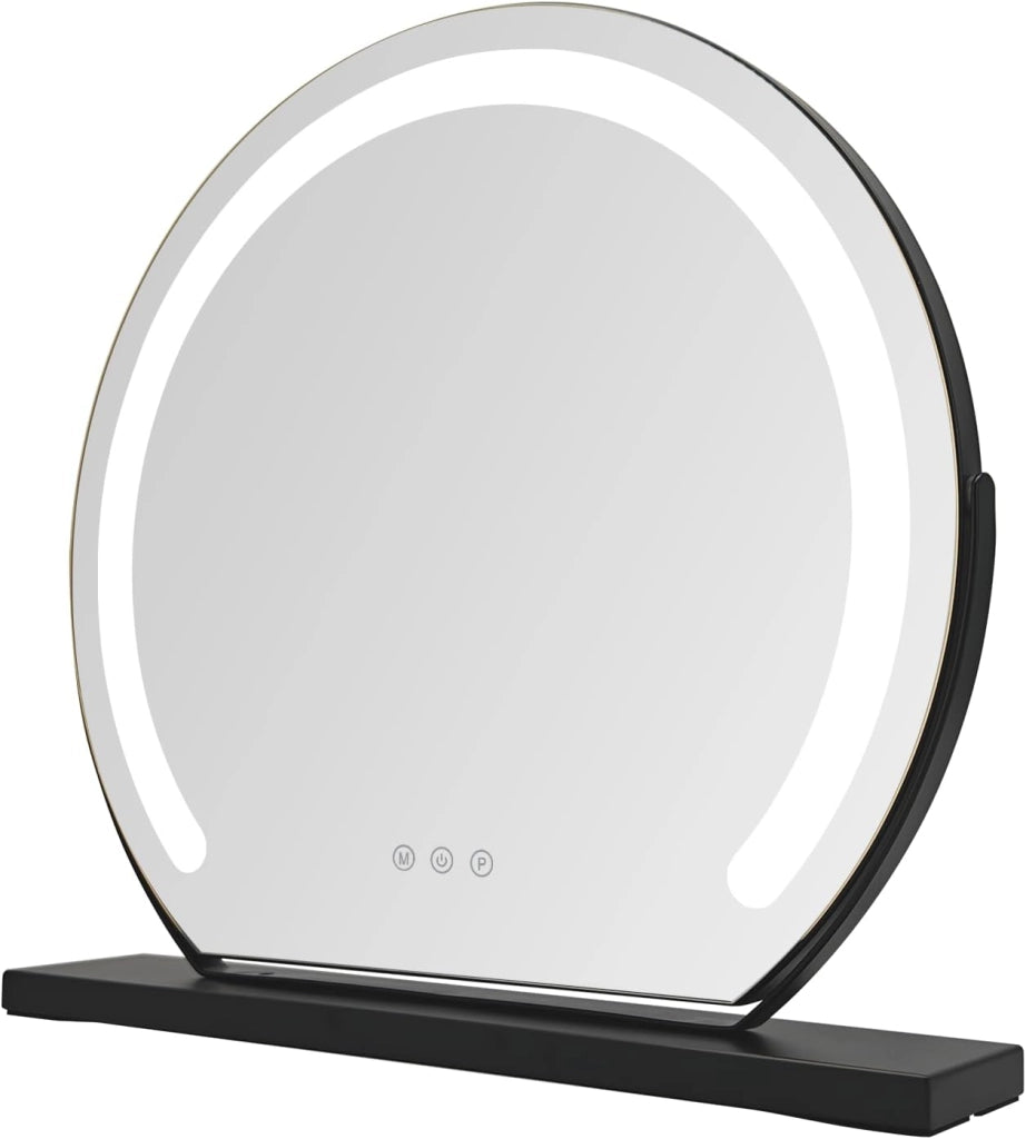 ZMH Specchio per il trucco illuminato nero LED 40x35cm 3 modalità di illuminazione regolabili con una semplice pressione