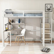 Letto a castello con scrivania e armadio - Xylo - 140x200, bianco