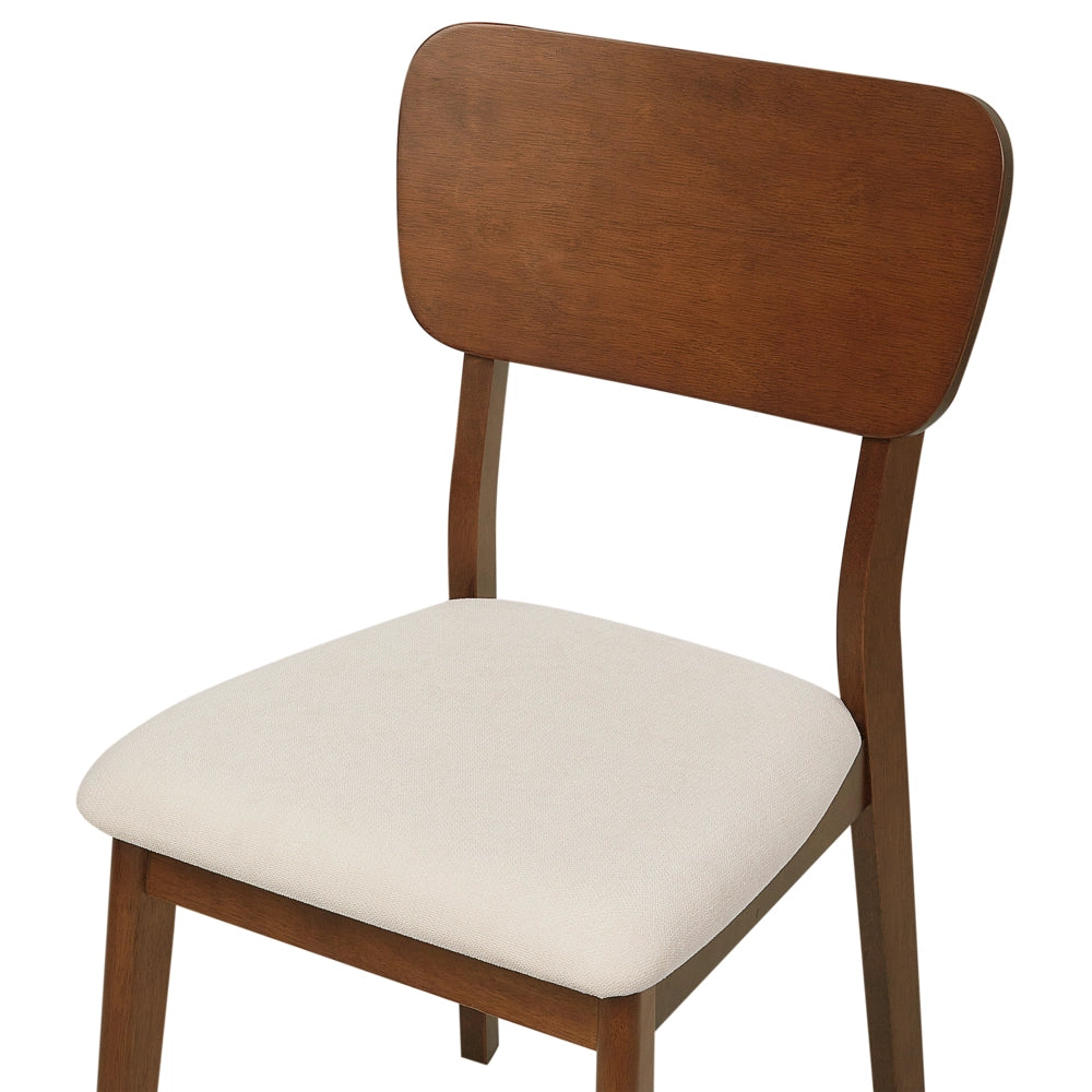 Set di 2 sedie da pranzo in legno di gomma beige chiaro Seduta imbottita in poliestere Legno scuro