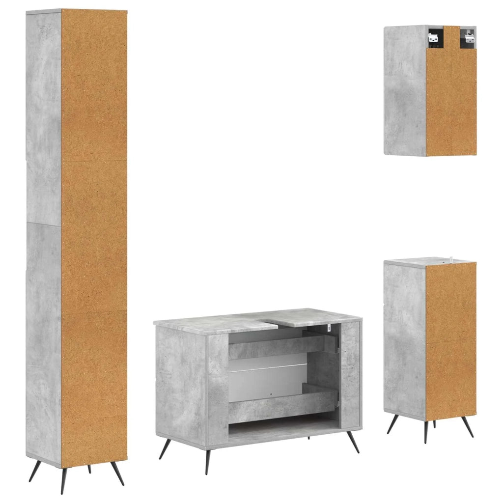 Set di Mobili da Bagno da 4 Pezzi BREDA Grigio Cemento 3417966