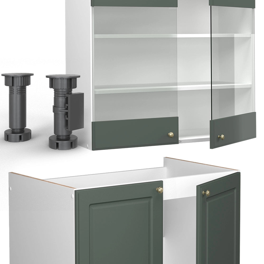 Vicco Cucina componibile Verde-oro Country House/Bianco 240 cm , PL Marmo
