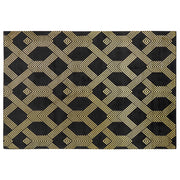 Tappeto Nero con Motivo Geometrico dorato Viscosa e Cotone 160 x 230 cm Stile Modern Glam