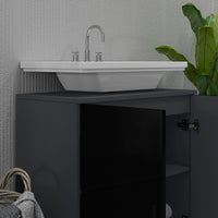 Mobile Sotto Lavabo Bagno 2 Ante 60x30x60 cm in Legno Nero