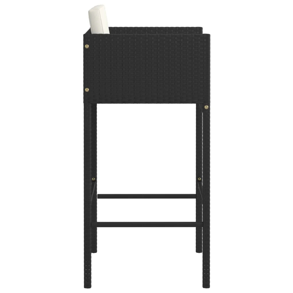 Sgabelli da Bar 4 pz con Cuscini Neri in Polyrattan cod mxl 66232