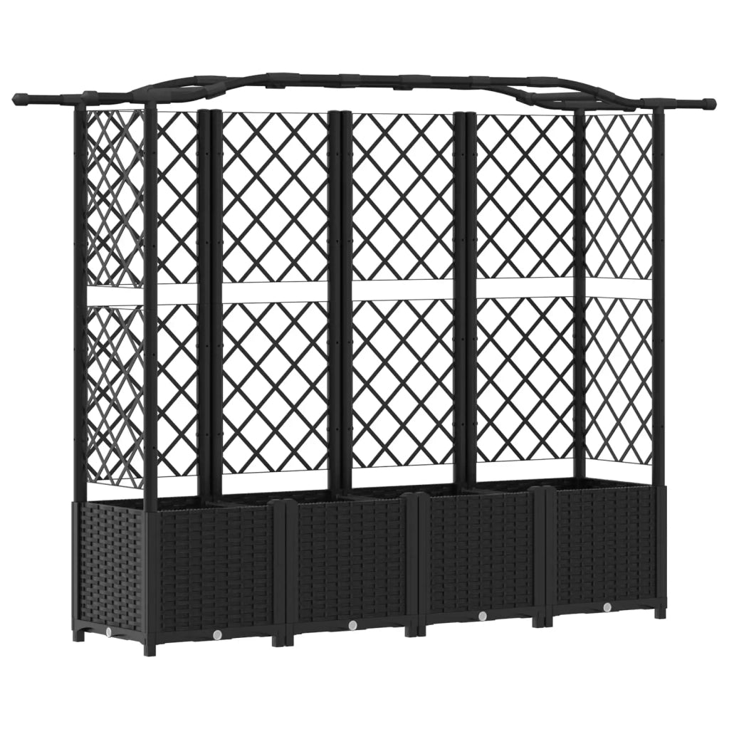 Letto Rialzato con Griglia e Tetto Nero 204 x 40 x 141 cm PP 42032538