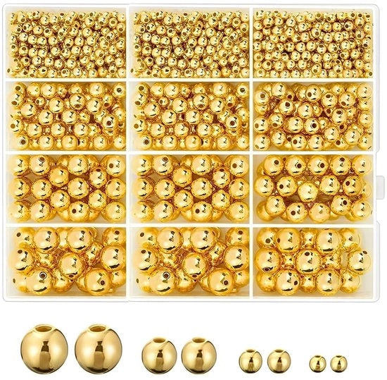 Kralen 1100 pezzi - Spacer-kralen in oro - Scatola di conservazione - Creazione di gioielli - Bracciali/Colli - Materiale di alta qualità