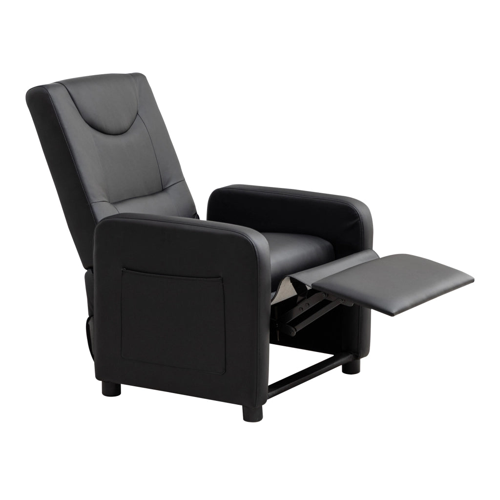 Poltrona relax reclinabile con poggiapiedi pieghevole e posizioni multiple in PU Nero