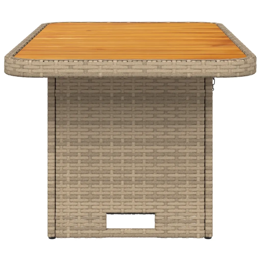 Tavolo da Giardino | Tavolino da esterno Beige 90x55x71cm Polyrattan e Legno Acacia
