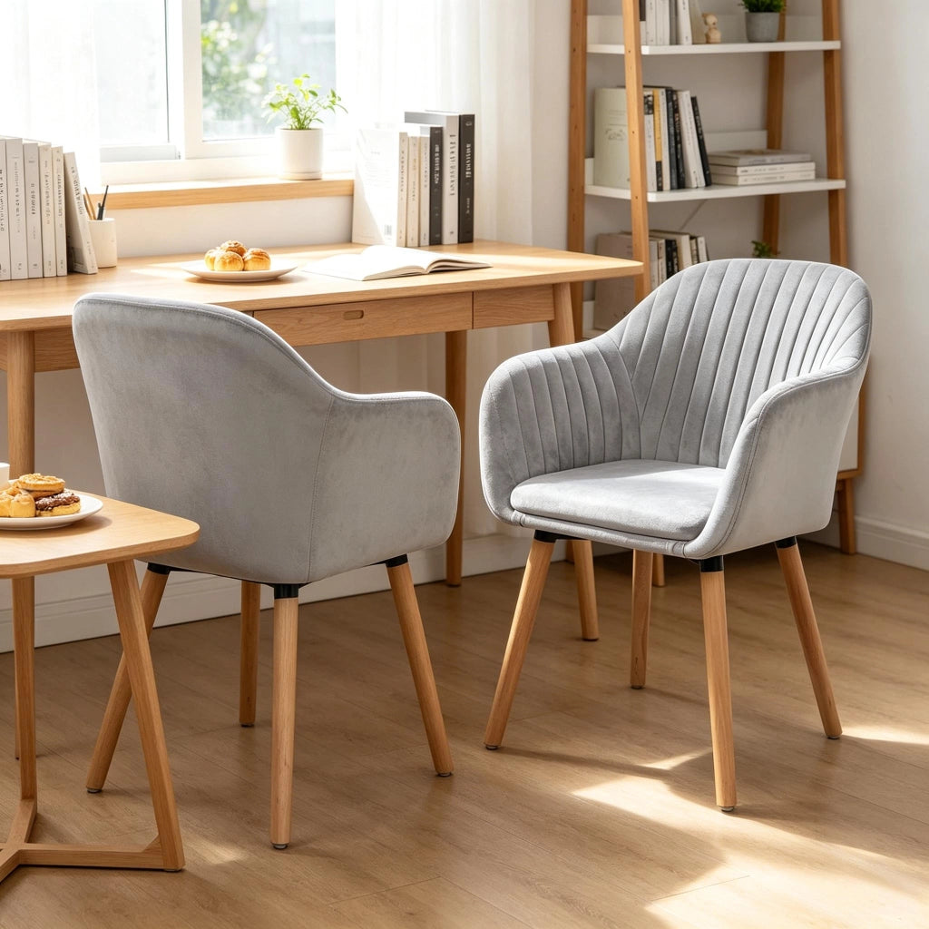 SEDIE da pranzo Set da 2 pezzi 81 cm in velluto grigio chiaro