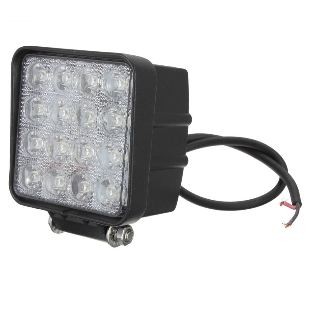 Trade Shop - Faro Supplementare Profondità 12v 16 Led 48w Auto Fuoristrada Quadrato 6000k -