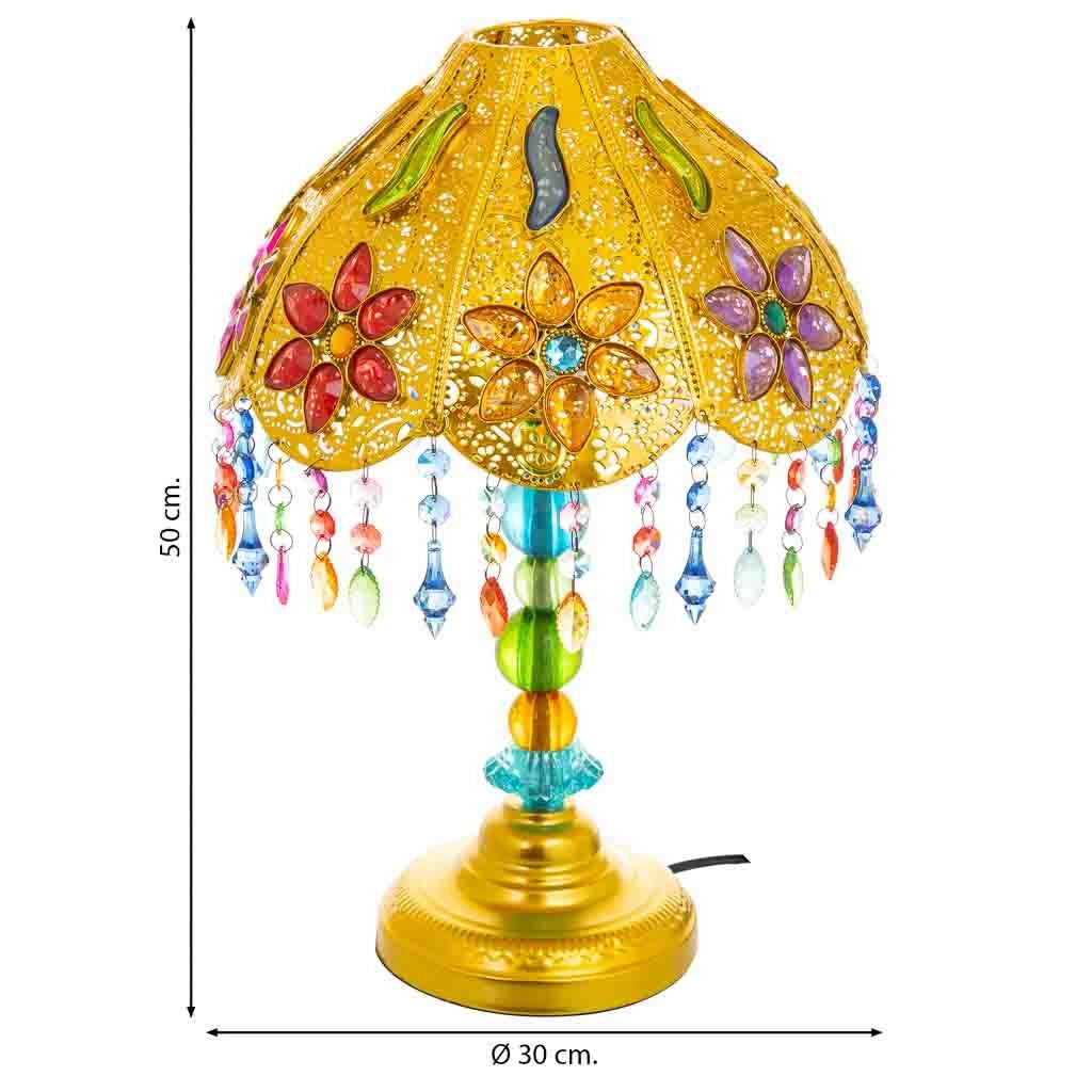 Lampada in metallo con perline in cristallo acrilico colorato 30x30x50