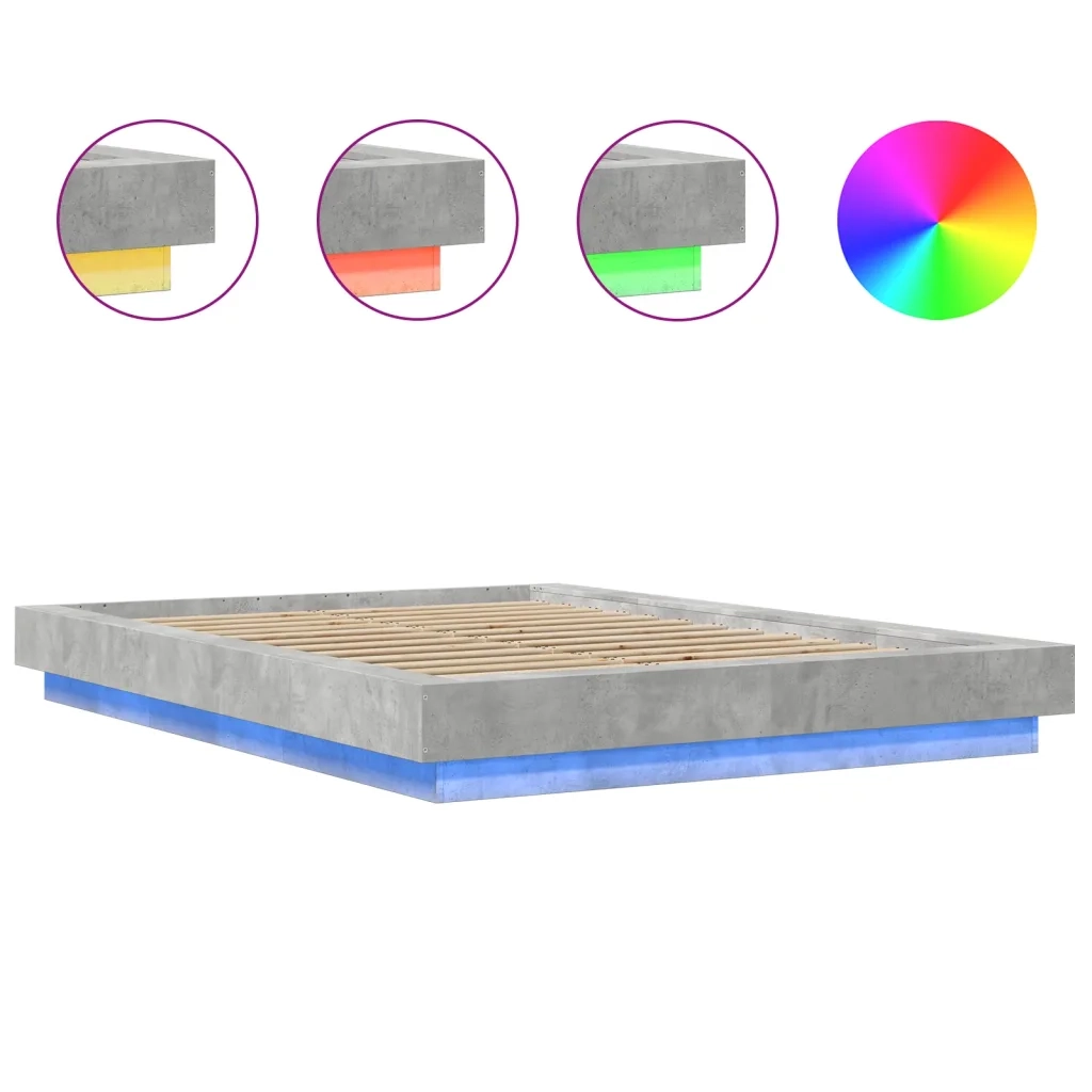 Giroletto Luci LED Grigio Cemento 140x190 cm Legno Multistrato