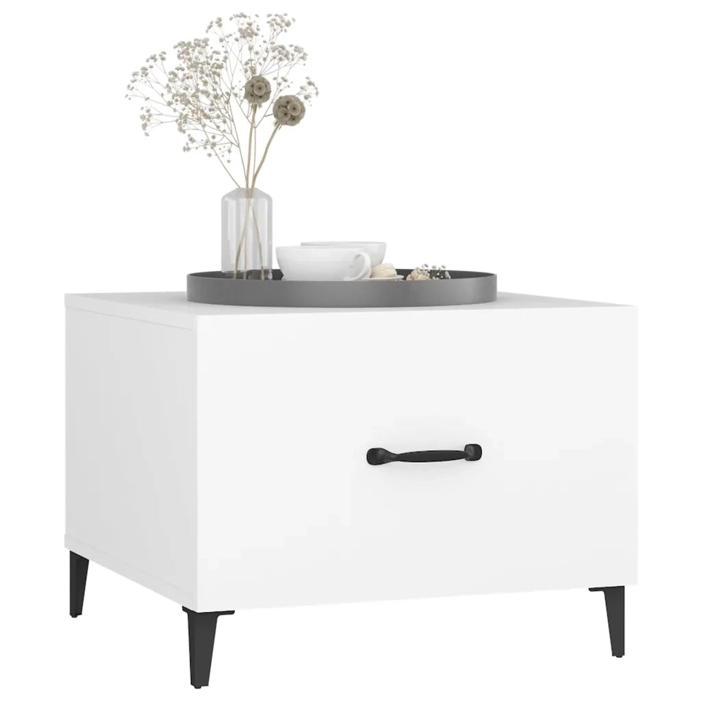 Tavolini da Salotto con Gambe in Metallo 2 pz Bianco 50x50x40cm